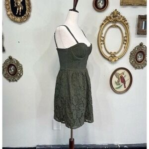 Abercrombie & Fitch Olive Green Lace Mini Dress NWT Y2K Style Bustier Size S